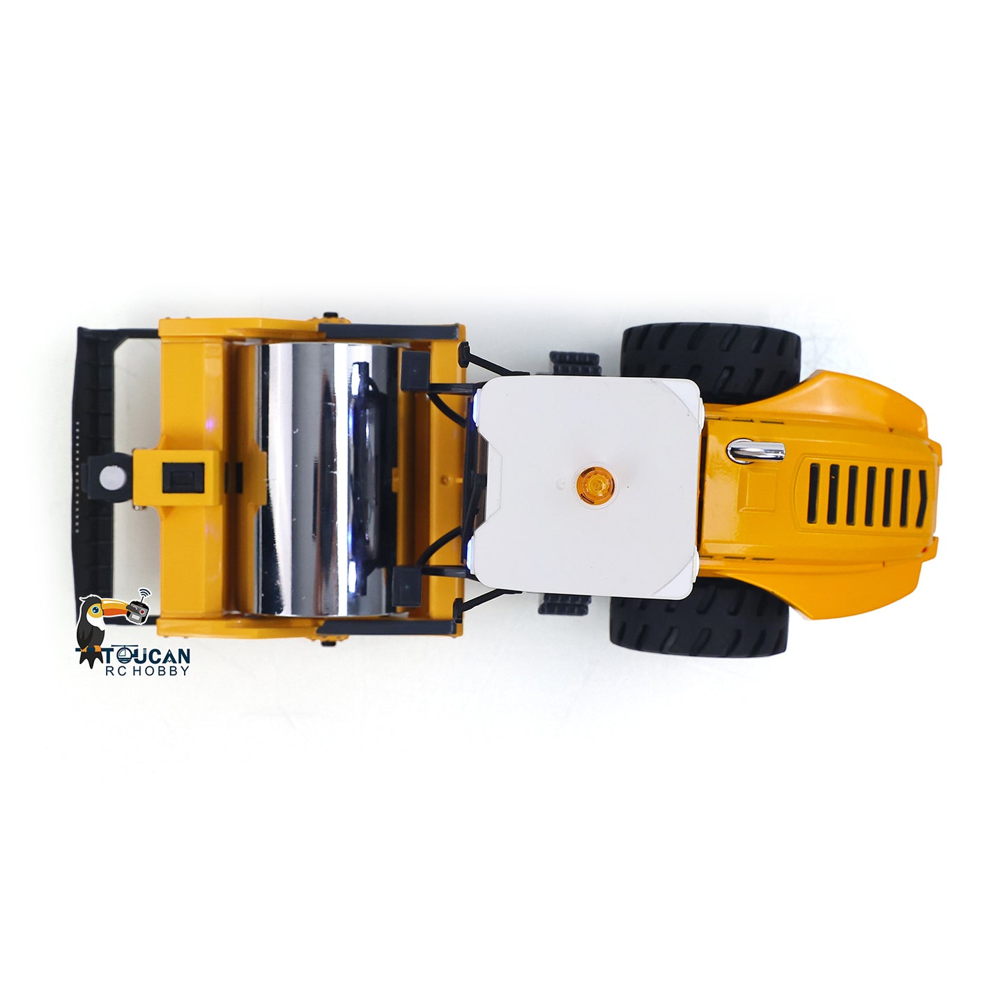 1/50 Mini Remote Control Road Roller RTR Electric RC Construction Vehicle Finished Model Metal Blade Lights Sounds Effect