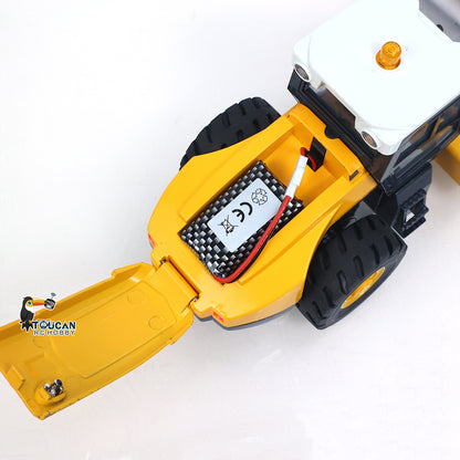 1/50 Mini Remote Control Road Roller RTR Electric RC Construction Vehicle Finished Model Metal Blade Lights Sounds Effect