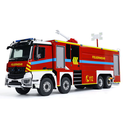 TOUCAN RC HOBBY 8x4 RC Fire Fighting Truck 1/14 Metal Chassis Radio Control Fire Car Light Sound 2-Speed Transmission Lighting and Sound System
