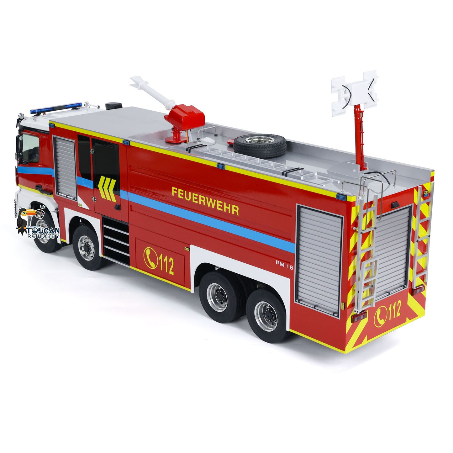TOUCAN RC HOBBY 8x4 RC Fire Fighting Truck 1/14 Metal Chassis Radio Control Fire Car Light Sound 2-Speed Transmission Lighting and Sound System