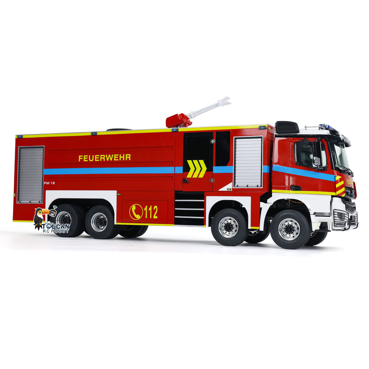 TOUCAN RC HOBBY 8x4 RC Fire Fighting Truck 1/14 Metal Chassis Radio Control Fire Car Light Sound 2-Speed Transmission Lighting and Sound System