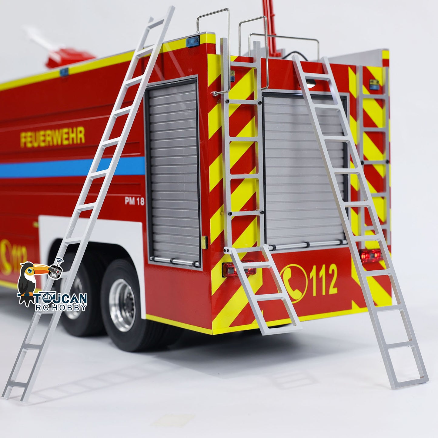 TOUCAN RC HOBBY 8x4 RC Fire Fighting Truck 1/14 Metal Chassis Radio Control Fire Car Light Sound 2-Speed Transmission Lighting and Sound System