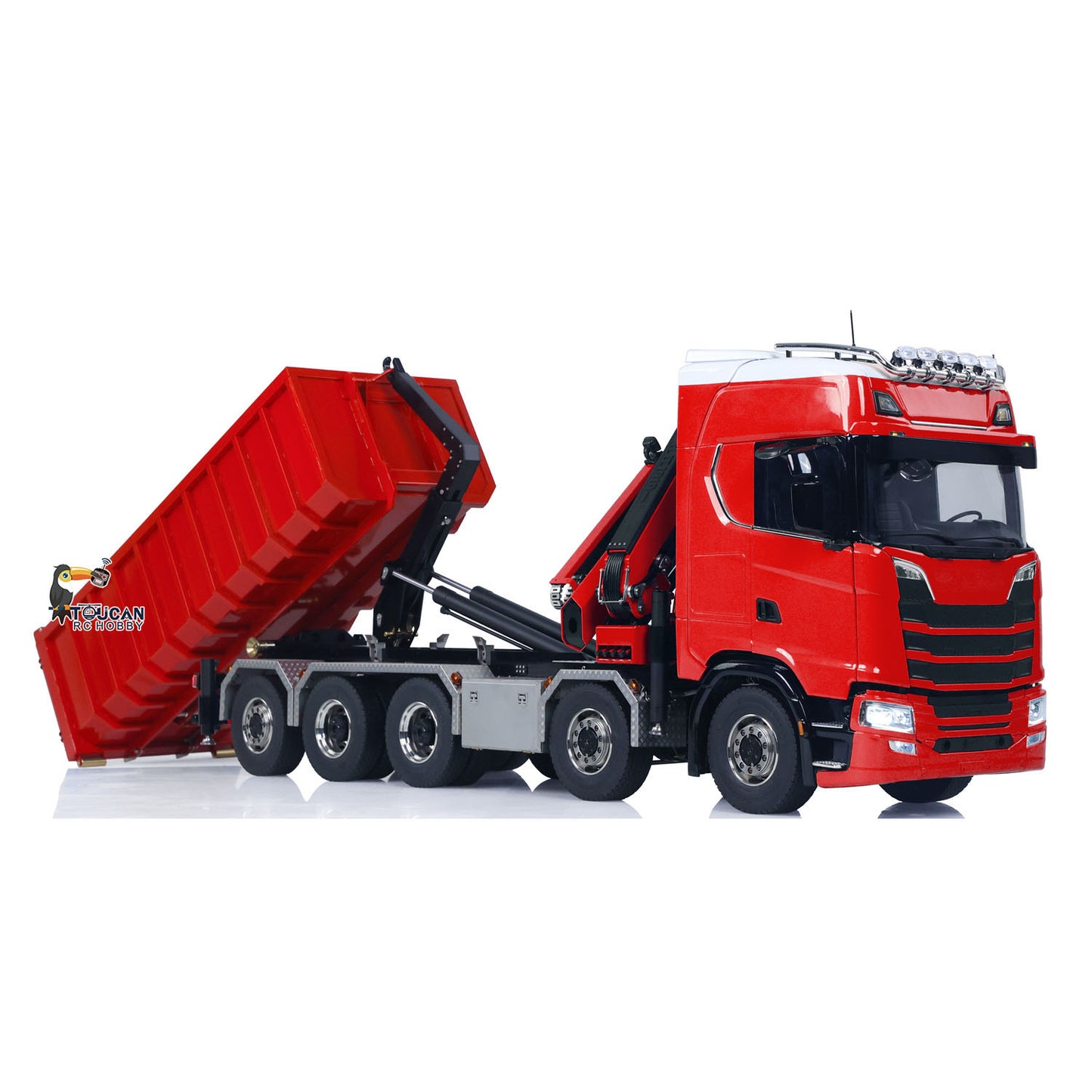 Toucanhobby 770S 1/14 5 Axles Metal RC Hydraulic Roll 0n Off Dumper Rear Axle Lifting 9-Way Reversing Valve for Model Enthusiasts
