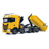 1/14 Fernbedienung Hydraulische Kran Dumper 10*10 RC Roll On Off Kipper 770S Hinterachse Lenkung Differential Schlösser Metall Ventile