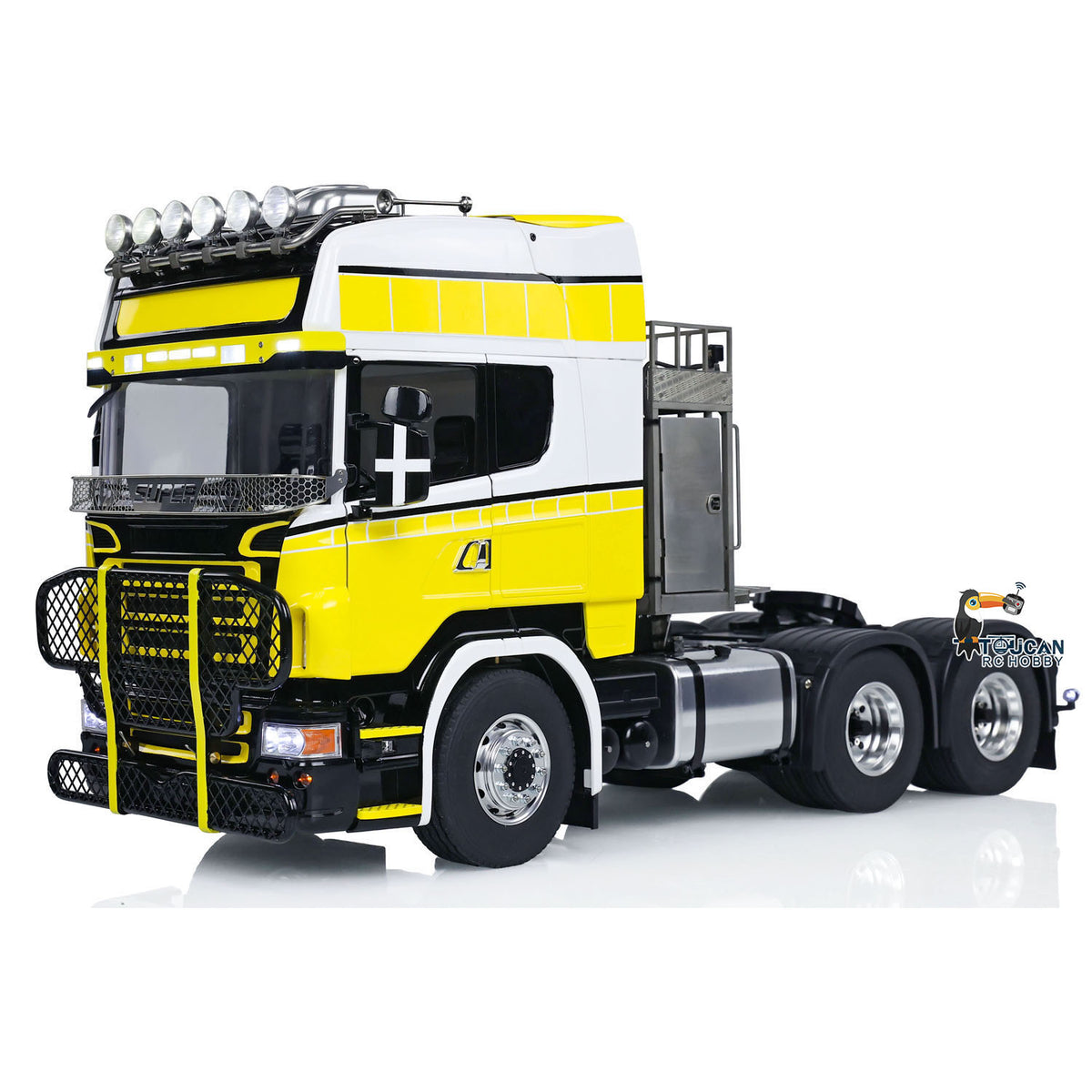 TOUCAN RC HOBBY Painted 1/14 RC Tractor Truck 6x6 Metal Chassis RTR Remote Control Car Model Sound Light G-6181 Equipment Rack