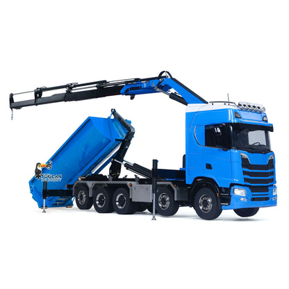 1/14 Fernbedienung Hydraulische Kran Dumper 10*10 RC Roll On Off Kipper 770S Hinterachse Lenkung Differential Schlösser Metall Ventile