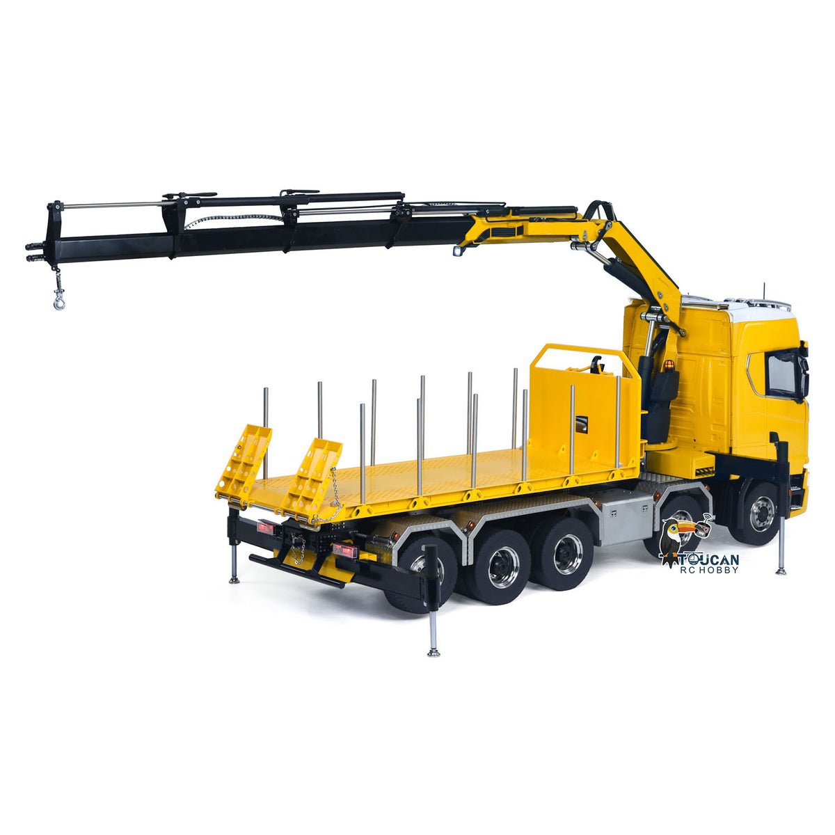 770S 1/14 Maßstab Hydraulischer RC Pritschenwagen Holz 5-Achsen Funksteuerung Kran Muldenkipper Licht Sound