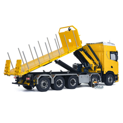 770S 1/14 Maßstab Hydraulischer RC Pritschenwagen Holz 5-Achsen Funksteuerung Kran Muldenkipper Licht Sound
