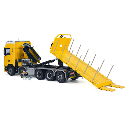 770S 1/14 Maßstab Hydraulischer RC Pritschenwagen Holz 5-Achsen Funksteuerung Kran Muldenkipper Licht Sound
