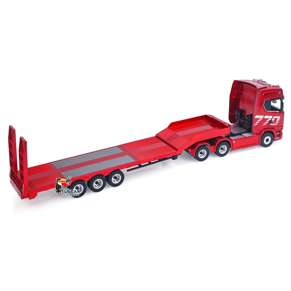 1/18 RC Tractor Truck Remote Control Truck 770S 3 Axle Plastic Semi Trailer Flatbed Finished Model RTR Battery Light Sound Effects