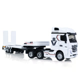 HUINA 1/64 Remote Control Tractor Truck 9900 W/ 3Axle Plastic Semi Flatbed Trailer Lights Sound Effect Manual Support Legs