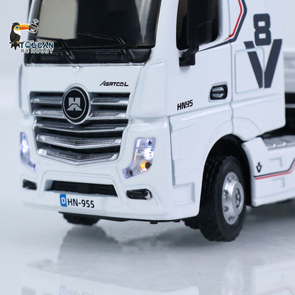 TOUCAN RC HOBBY HUINA 1/64 Remote Control Drift Tractor Truck 9900 W/ 3Axle Plastic Semi Flatbed Trailer RTR Lights Effect Manual Support Legs