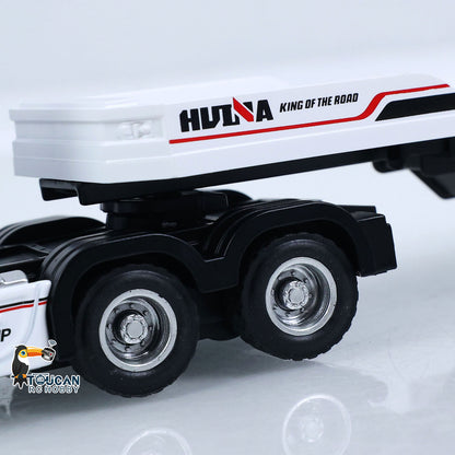 TOUCAN RC HOBBY Fast Free ShippingRTR HUINA 1/64 Remote Control Tractor Truck 9900 W/ 3Axle Plastic Semi Flatbed Trailer Lights Sound Effect Manual Support Legs