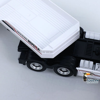 TOUCAN RC HOBBY HUINA 1/64 Remote Control Drift Tractor Truck 9900 W/ 3Axle Plastic Semi Flatbed Trailer RTR Lights Effect Manual Support Legs