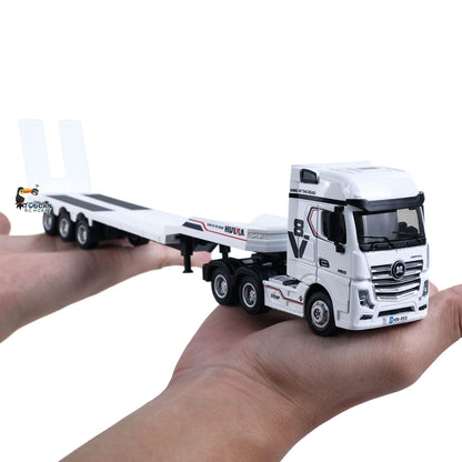 TOUCAN RC HOBBY Fast Free ShippingRTR HUINA 1/64 Remote Control Tractor Truck 9900 W/ 3Axle Plastic Semi Flatbed Trailer Lights Sound Effect Manual Support Legs