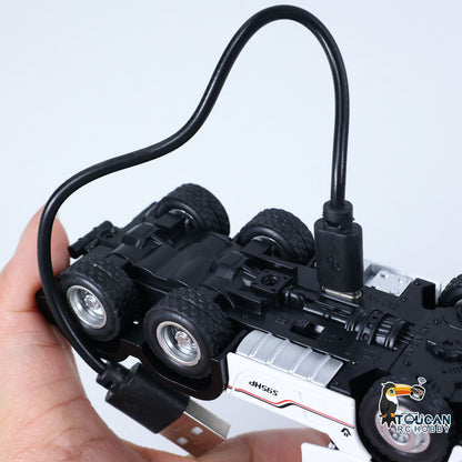 TOUCAN RC HOBBY HUINA 1/64 Remote Control Drift Tractor Truck 9900 W/ 3Axle Plastic Semi Flatbed Trailer RTR Lights Effect Manual Support Legs