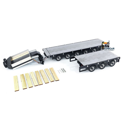 1/14 9-Achsen-Metallanhänger, ausziehbare Anhänger für RC-Sattelzugmaschinen, ferngesteuerte Auto-Simulationsmodelle, LED-Leuchten 