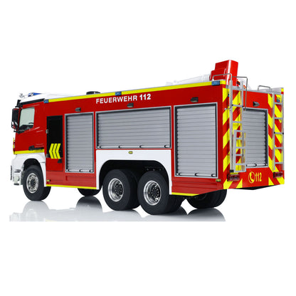 6x4 1/14 RC Feuerwehrfahrzeuge Metallchassis Ferngesteuertes Feuerwehrauto-Modell 2-Gang-Getriebe Beleuchtungs- und Soundsystem 