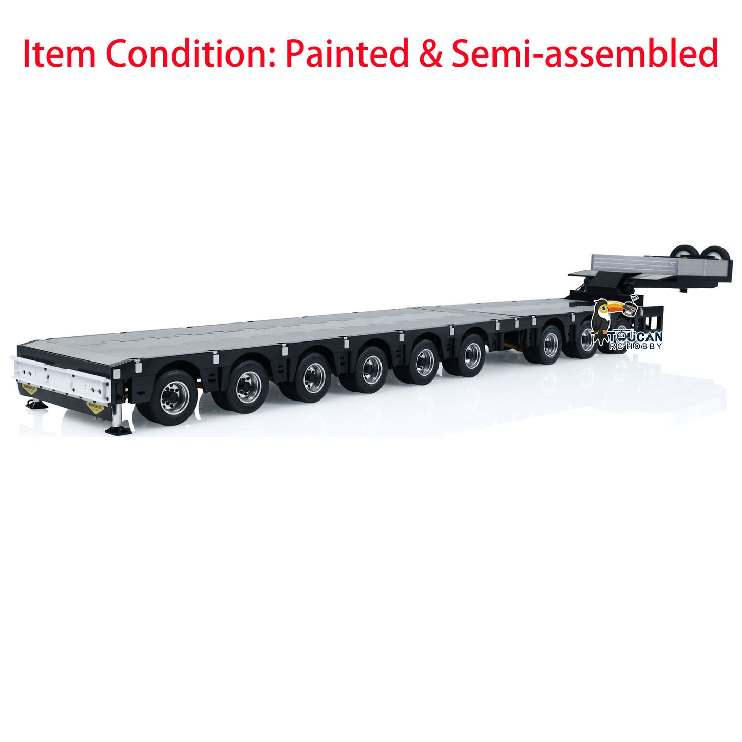 1/14 9-Achsen-Metallanhänger, ausziehbare Anhänger für RC-Sattelzugmaschinen, ferngesteuerte Auto-Simulationsmodelle, LED-Leuchten 