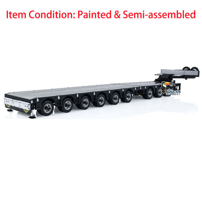 1/14 9-Achsen-Metallanhänger, ausziehbare Anhänger für RC-Sattelzugmaschinen, ferngesteuerte Auto-Simulationsmodelle, LED-Leuchten 