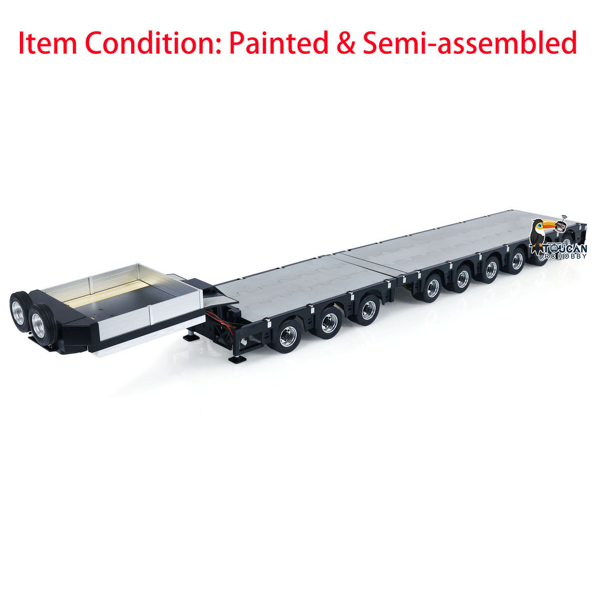 1/14 9-Achsen-Metallanhänger, ausziehbare Anhänger für RC-Sattelzugmaschinen, ferngesteuerte Auto-Simulationsmodelle, LED-Leuchten 
