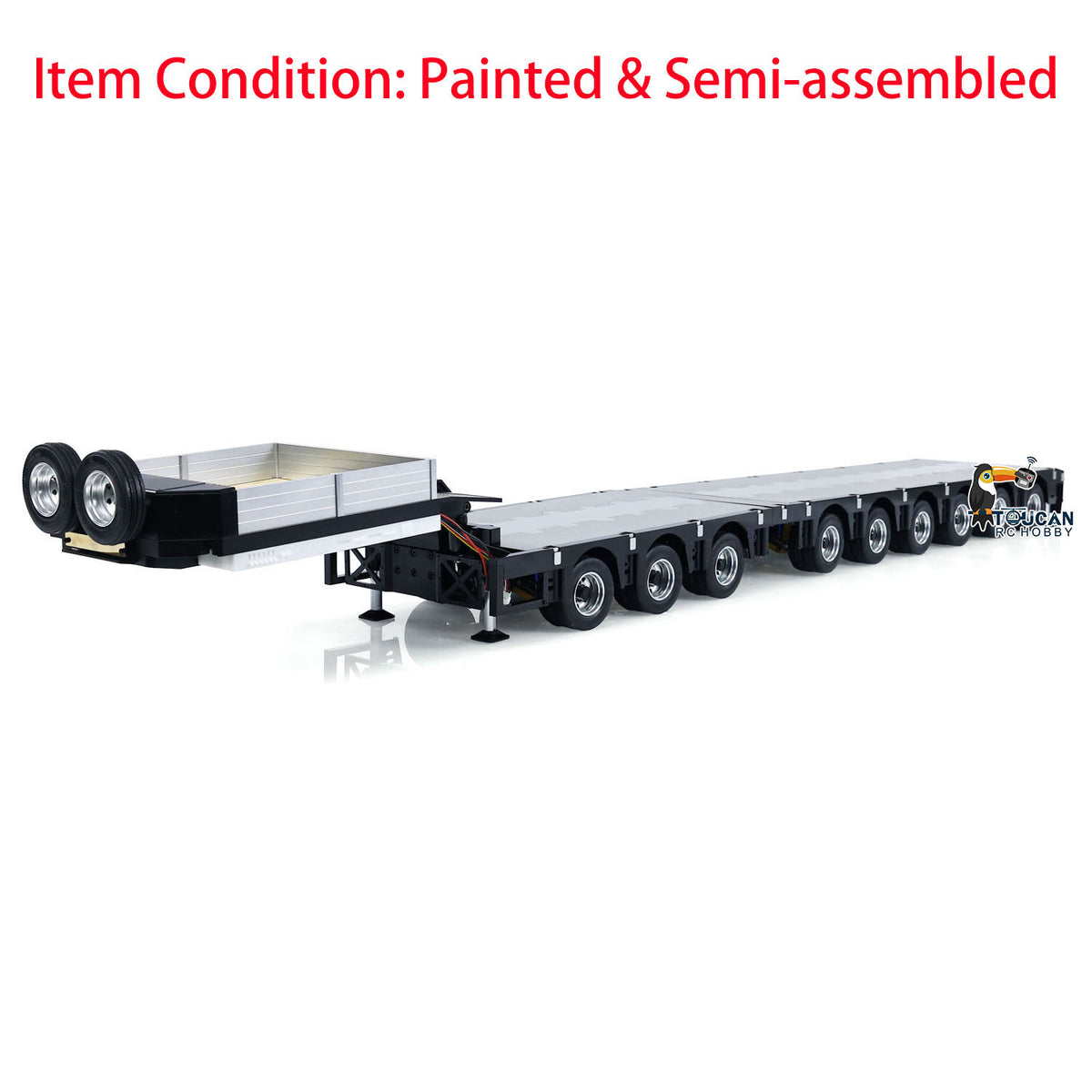 1/14 9-Achsen-Metallanhänger, ausziehbare Anhänger für RC-Sattelzugmaschinen, ferngesteuerte Auto-Simulationsmodelle, LED-Leuchten 