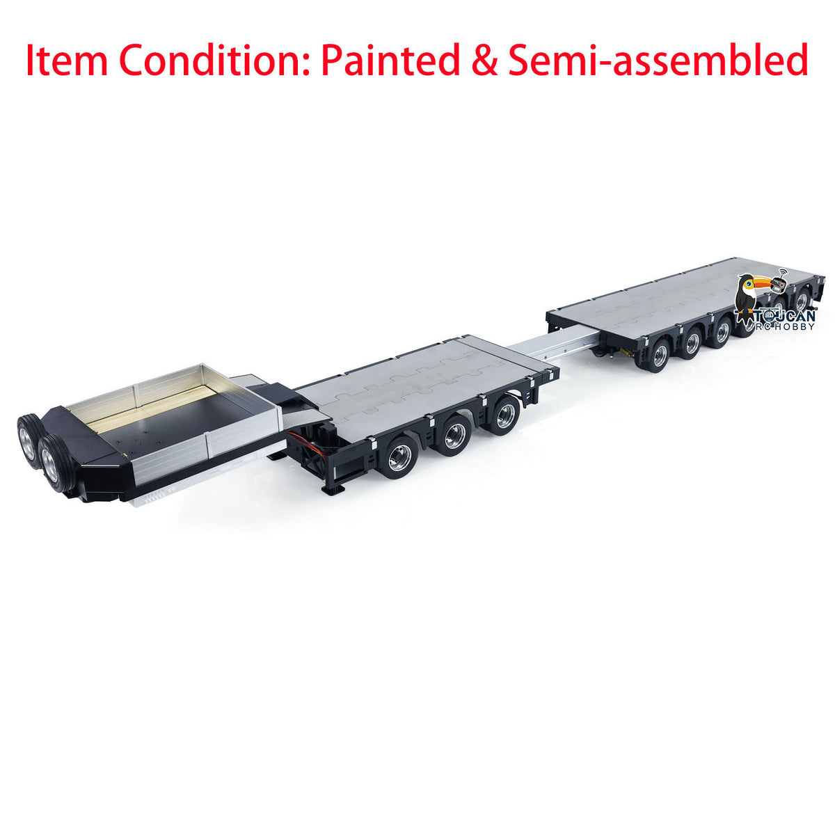 1/14 9-Achsen-Metallanhänger, ausziehbare Anhänger für RC-Sattelzugmaschinen, ferngesteuerte Auto-Simulationsmodelle, LED-Leuchten 