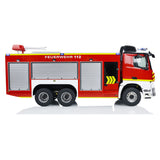 6x4 1/14 RC Fire Vehicles Metal Chassis Remote Control Fire Fighting Truck Model 2-Speed Transmission Lighting and Sound System