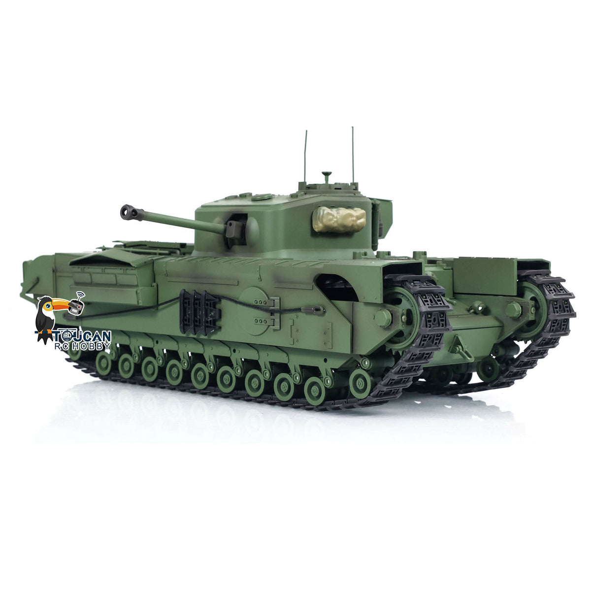 1/16 Tongde RC Panzer Churchill Mk.VII Elektro Infrarot Kampfspielzeug Fassrückstoß RTR Funkbatterie