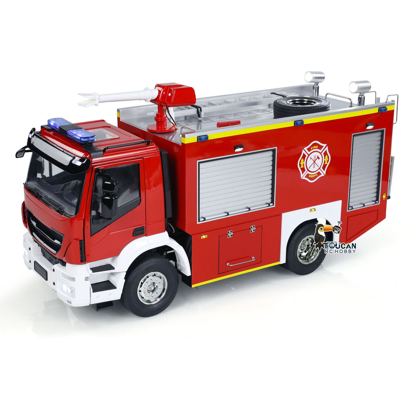 1/14 RC Feuerwehrauto 4x2 Zusammengebautes Rettungsfahrzeug 2-Gang-Getriebe Licht Sound Lackiertes Fahrzeug 