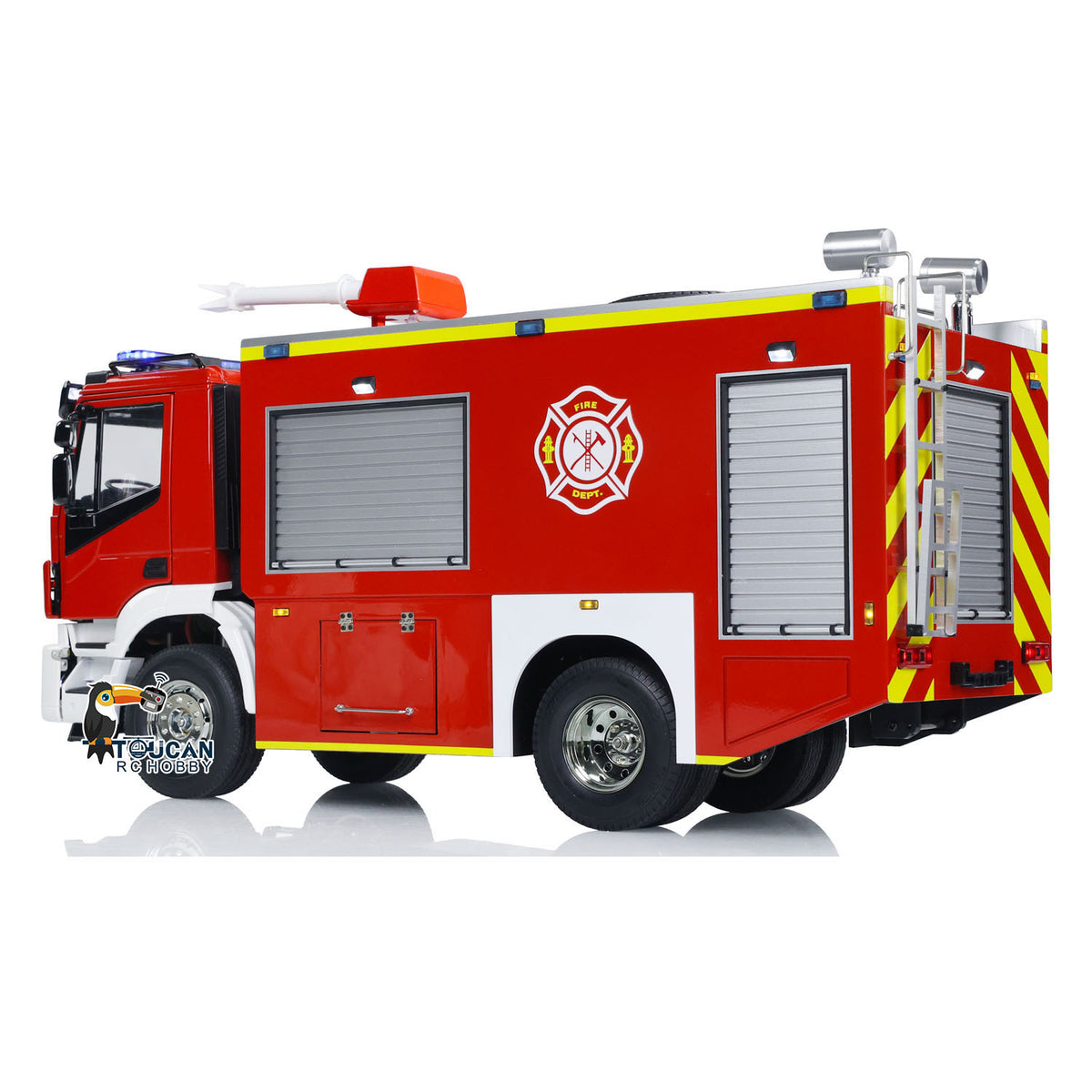 1/14 RC Feuerwehrauto 4x2 Zusammengebautes Rettungsfahrzeug 2-Gang-Getriebe Licht Sound Lackiertes Fahrzeug 