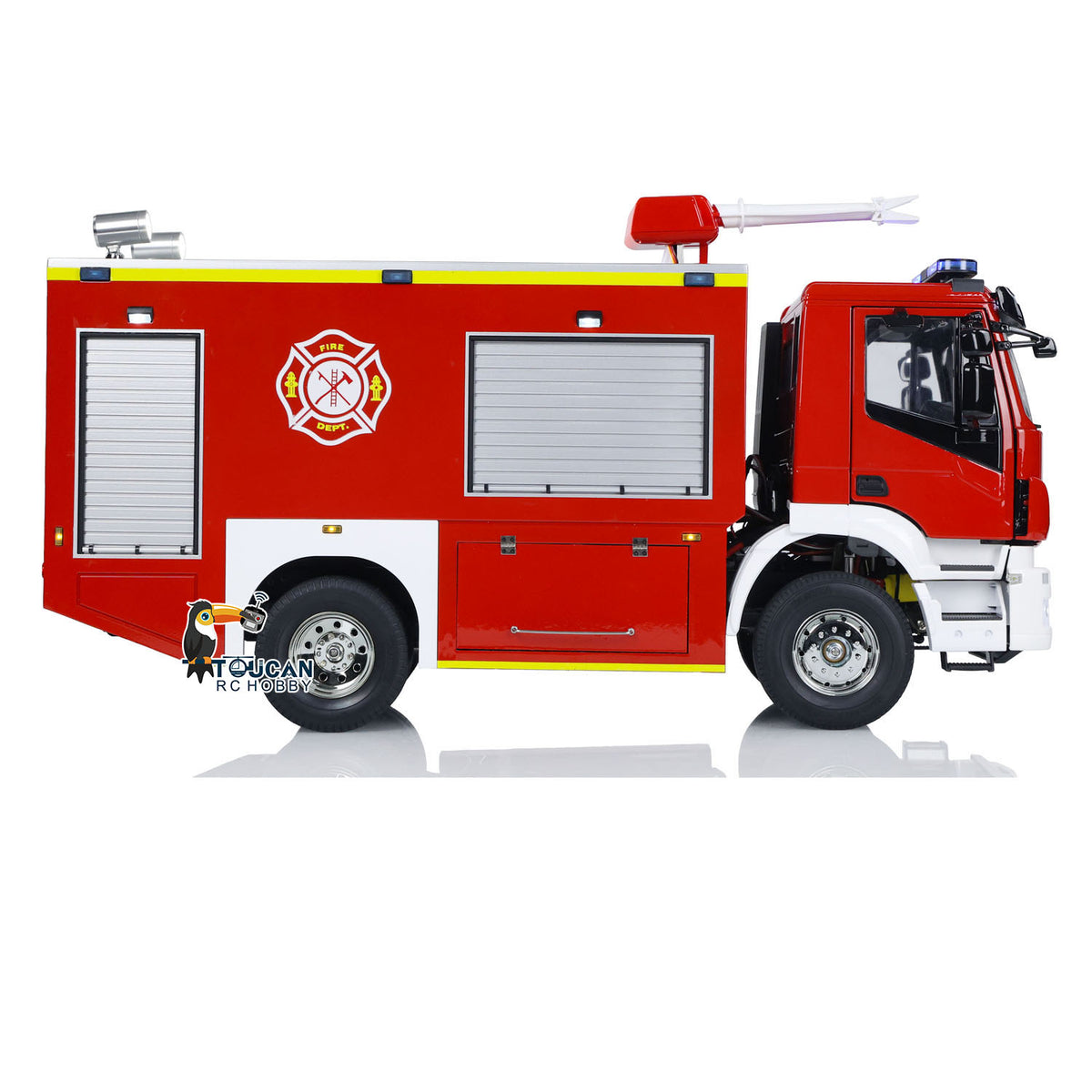 1/14 RC Feuerwehrauto 4x2 Zusammengebautes Rettungsfahrzeug 2-Gang-Getriebe Licht Sound Lackiertes Fahrzeug 