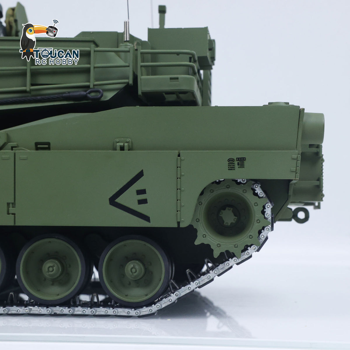 IN Stock 1/16 TOUCAN 3918 Abrams M1A2 RC Tank 360 Degree Turret Barrel Recoil Firing Flash Smoke Metal Gearbox Drive Idler Road Wheels