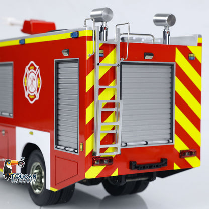 1/14 RC Feuerwehrauto 4x2 Zusammengebautes Rettungsfahrzeug 2-Gang-Getriebe Licht Sound Lackiertes Fahrzeug 