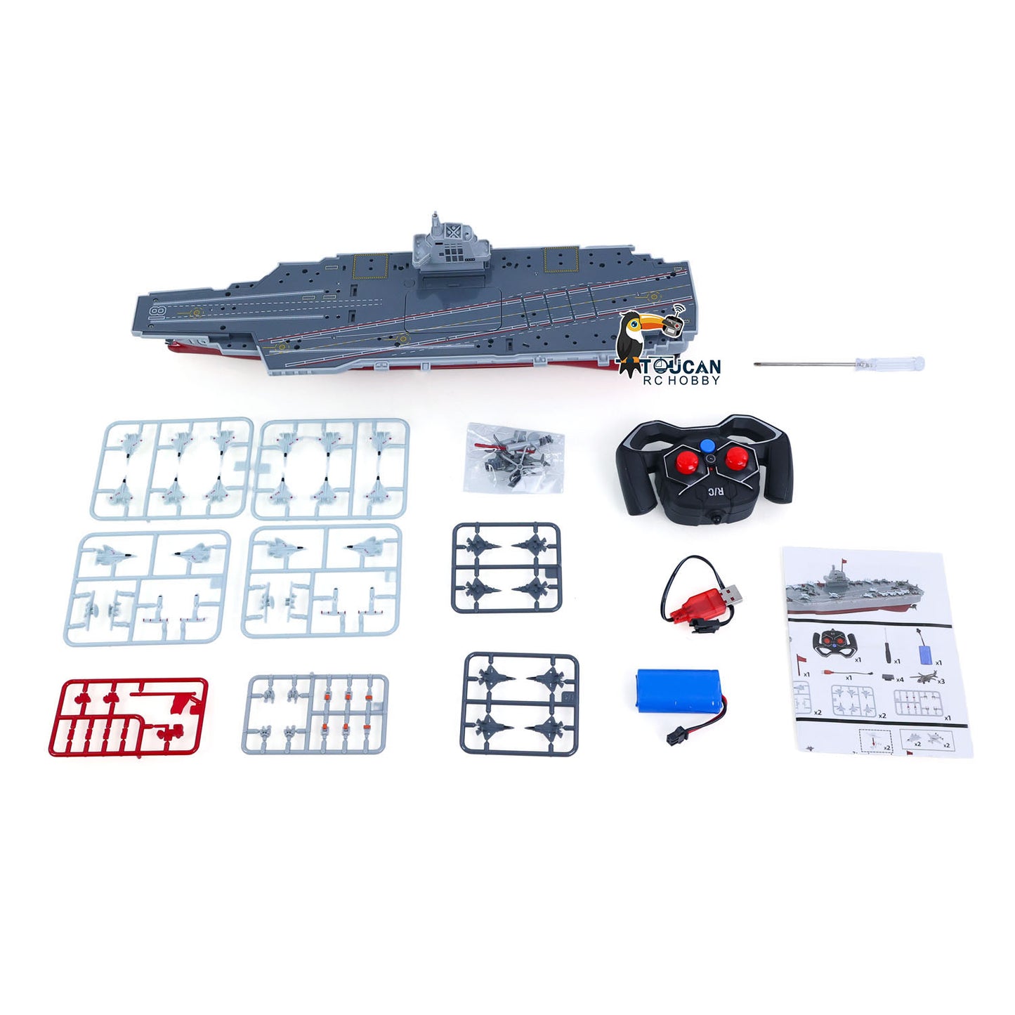 2,4 GHz RC Hochgeschwindigkeitsboot Fernbedienung Flugzeugträger Kriegsschiff S19 Elektrisches Wasserspielzeug RTR Batterie Doppelmotor USB-Aufladung