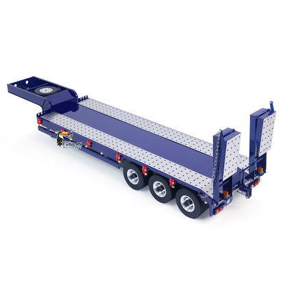 HHG-3Axles 1/14 Scale 100cm Metal Semi-Trailer w/Electric Legs Tailboard Lights Mini Radio Battery