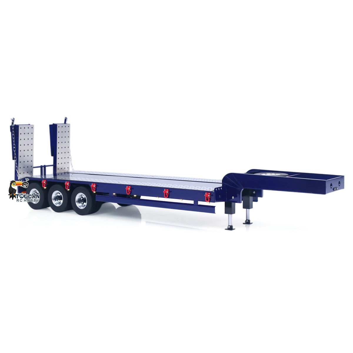 HHG-3Axles 1/14 Metal Semi-Trailer w/Electric Tailboard Landing Legs Light Set RTR Battery Included