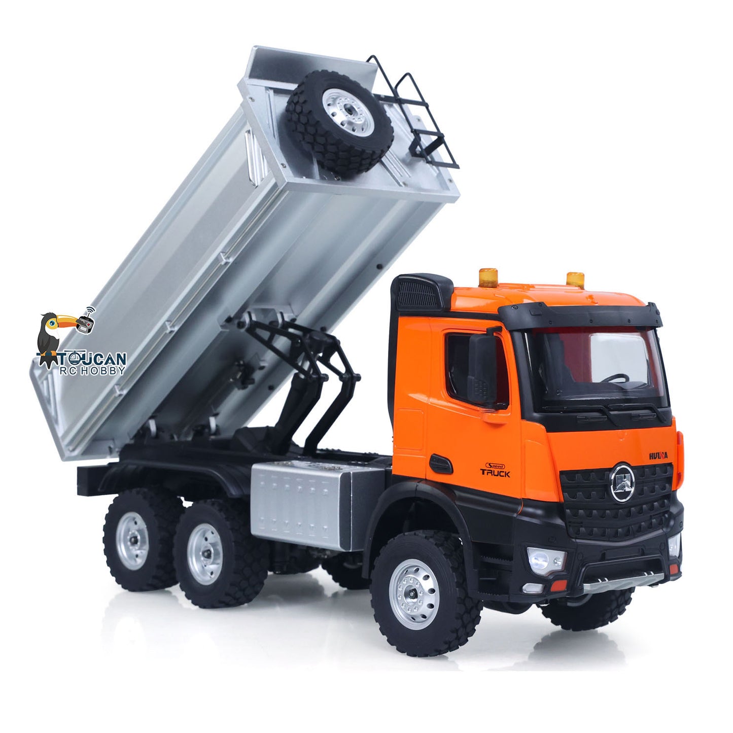 Vorbestellung 1/14 HUINA 1598 2,4G Fernbedienung Dumper 6x6 Engineering Transport Fahrzeug Hubstange Kipper Auto Licht Sound Batterie Spielzeug