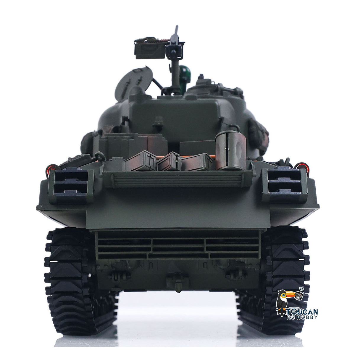 1/16 Remote Control Tank Sherman M4A3 Infrared System Barrel Elevation Smoke Unit 360 Rotation Metal Chassis Tracks Road Wheels