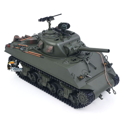 1/16 Remote Control Tank Sherman M4A3 Infrared System Barrel Elevation Smoke Unit 360 Rotation Metal Chassis Tracks Road Wheels