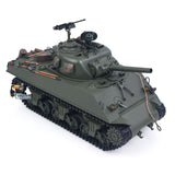 1/16 Remote Control Tank Sherman M4A3 Infrared System Barrel Elevation Smoke Unit 360 Rotation Metal Chassis Tracks Road Wheels