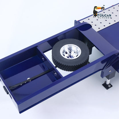 1/14 HHG-3Axles Ready to Run Metal 3-Axle Semi-Trailer w/Motorized Ramp Landing Gear Light Kit Battery Charger