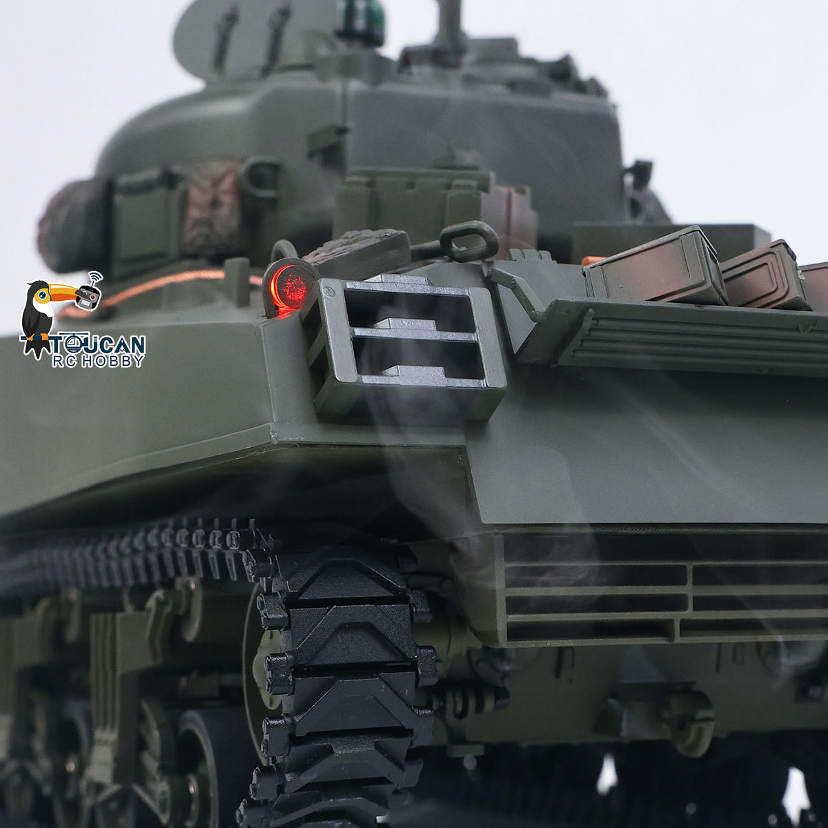 1/16 Remote Control Tank Sherman M4A3 Infrared System Barrel Elevation Smoke Unit 360 Rotation Metal Chassis Tracks Road Wheels
