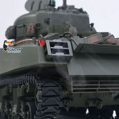 1/16 Remote Control Tank Sherman M4A3 Infrared System Barrel Elevation Smoke Unit 360 Rotation Metal Chassis Tracks Road Wheels
