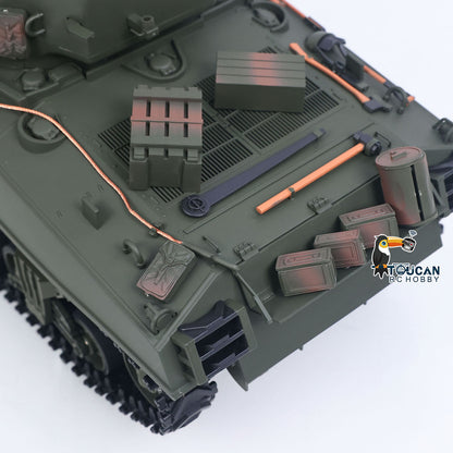 1/16 Remote Control Tank Sherman M4A3 Infrared System Barrel Elevation Smoke Unit 360 Rotation Metal Chassis Tracks Road Wheels