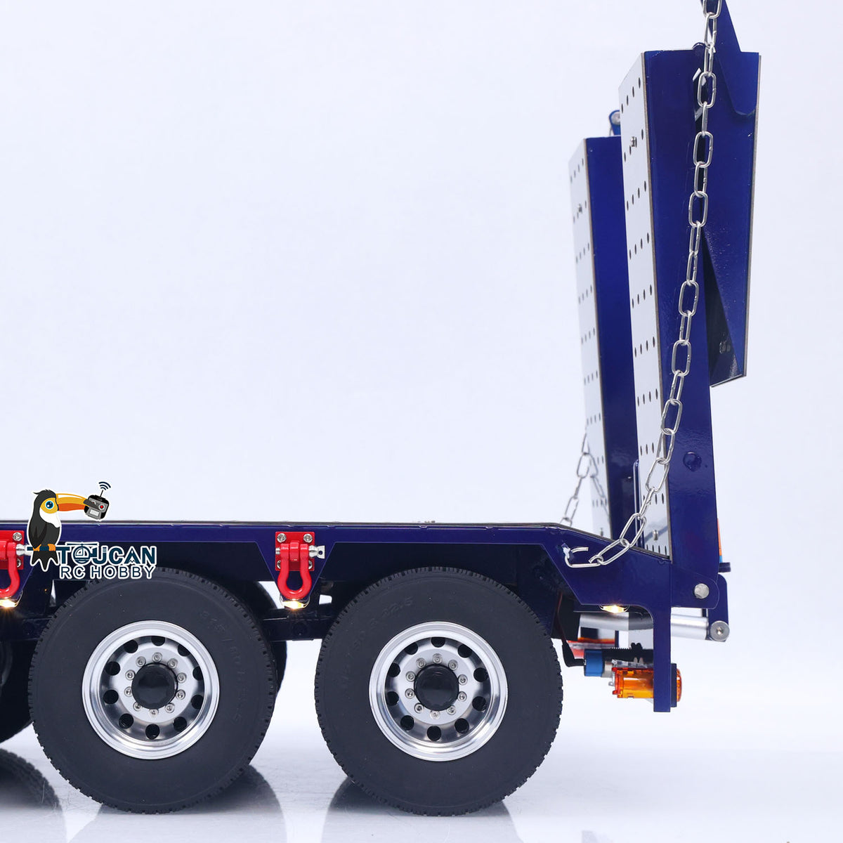 HHG-3Axles 1/14 Metal Semi-Trailer w/Electric Tailboard Landing Legs Light Set RTR Battery Included