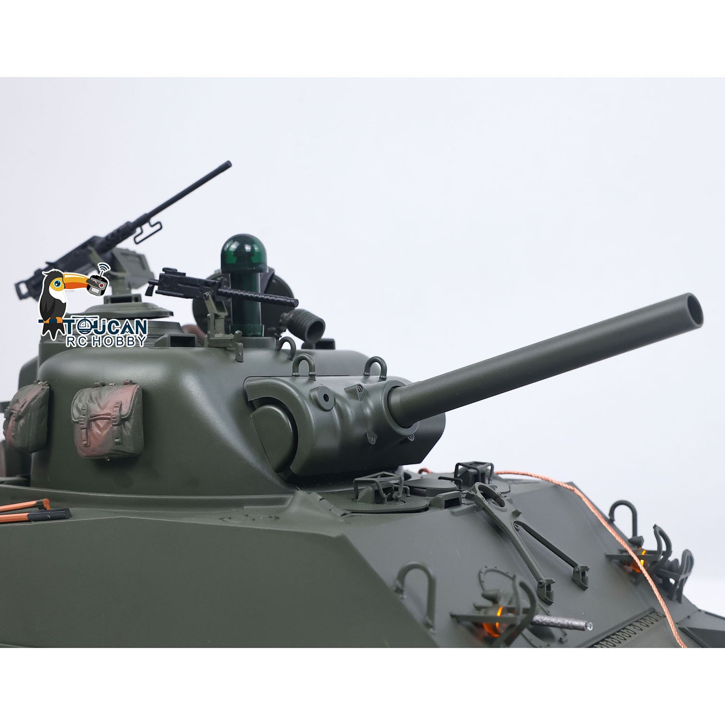 1/16 Remote Control Tank Sherman M4A3 Infrared System Barrel Elevation Smoke Unit 360 Rotation Metal Chassis Tracks Road Wheels