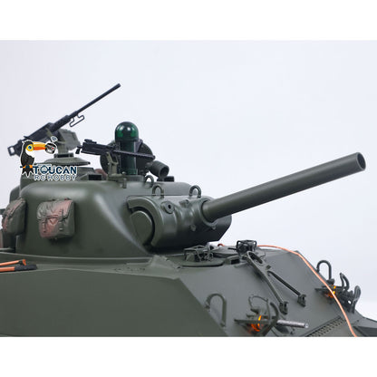 1/16 Remote Control Tank Sherman M4A3 Infrared System Barrel Elevation Smoke Unit 360 Rotation Metal Chassis Tracks Road Wheels