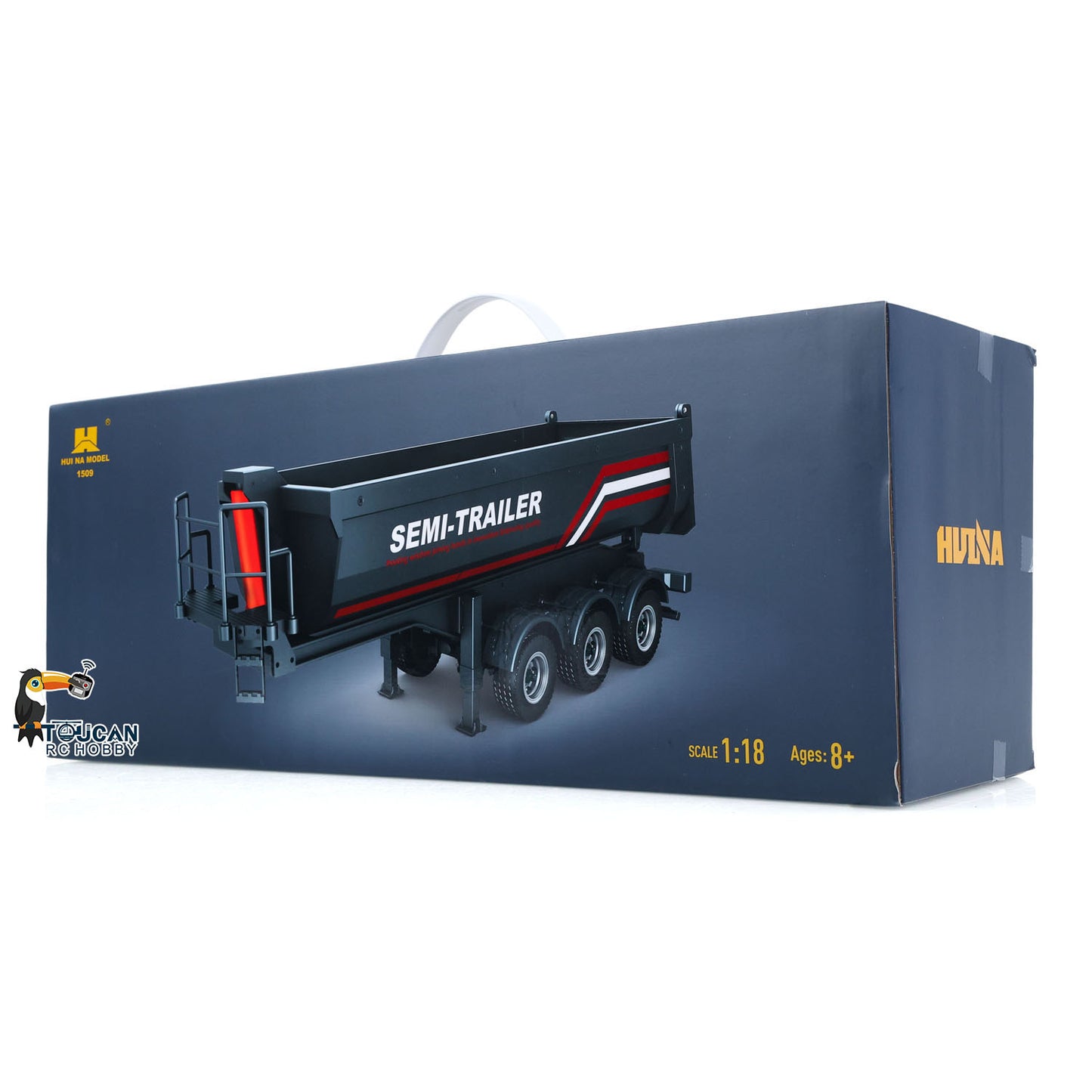 HUINA 1/18 Electric Lifting Remote Control Semi Dump Trailer for RC Tractor Truck 1501 Tail Light Support Leg No Sound System