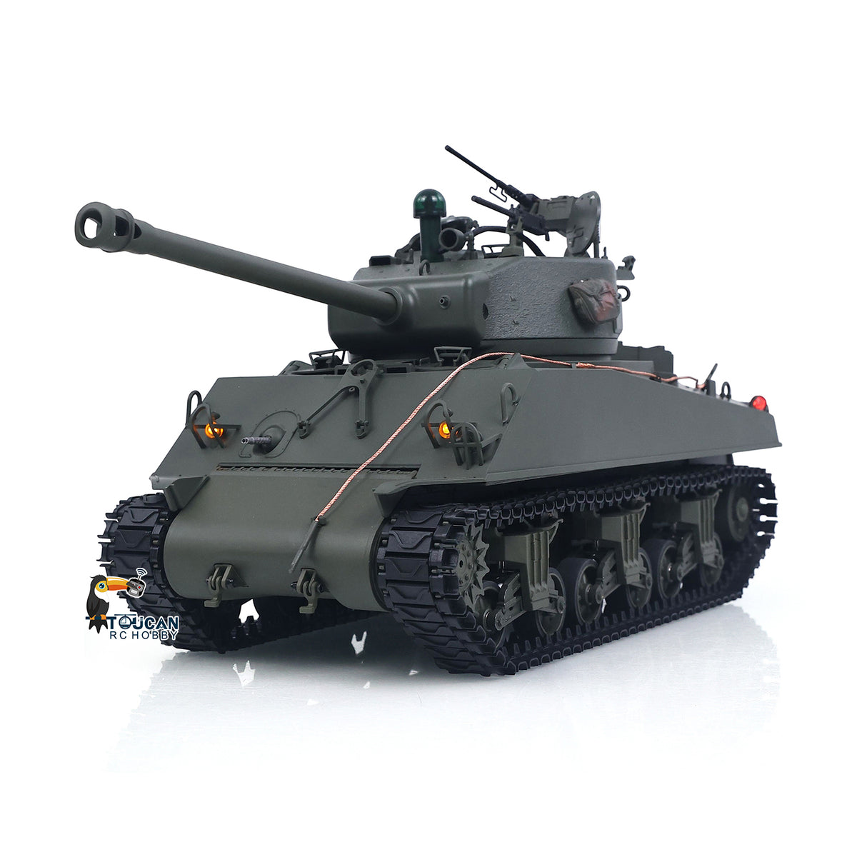 360 Rotation 1/16 Remote Control Tank Sherman M4A3 IR BB 76MM Barrel Elevation Smoke Unit Metal Chassis Tracks Road Wheels